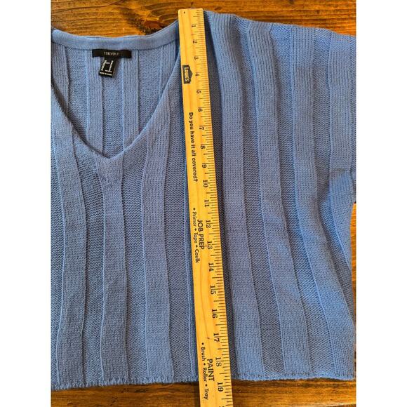 Forever 21 V Neck Knit Sweater Crop Top Blue Women's Size Medium - Picture 8 of 10